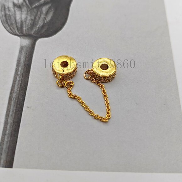 Pandora Clear Pavé Safety Chain Clip Charm - Picture 2 of 3